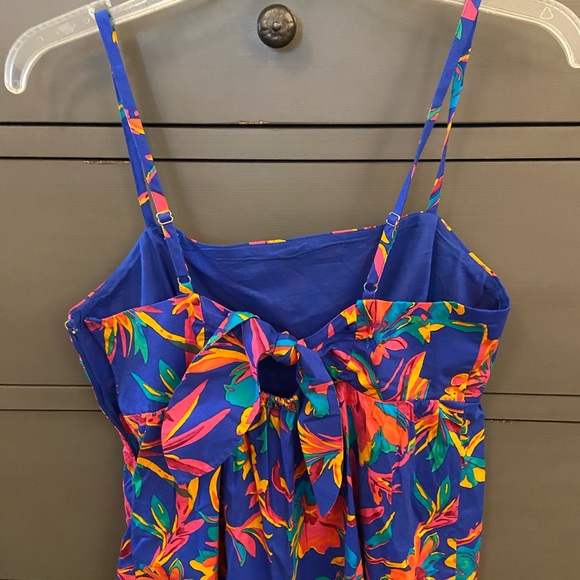 Blue and pink J Crew Factory cotton top with spaghetti staps, size 8, NWT - Picture 2 of 4